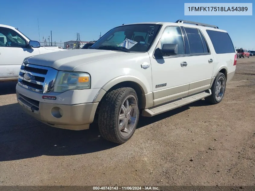 2008 Ford Expedition El Eddie Bauer/King Ranch VIN: 1FMFK17518LA54389 Lot: 40743143