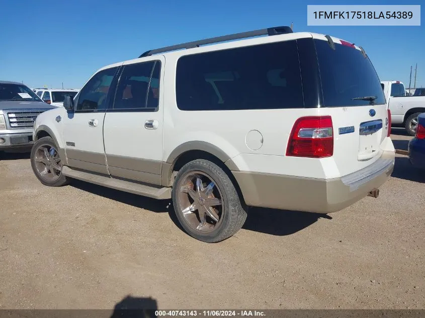 2008 Ford Expedition El Eddie Bauer/King Ranch VIN: 1FMFK17518LA54389 Lot: 40743143