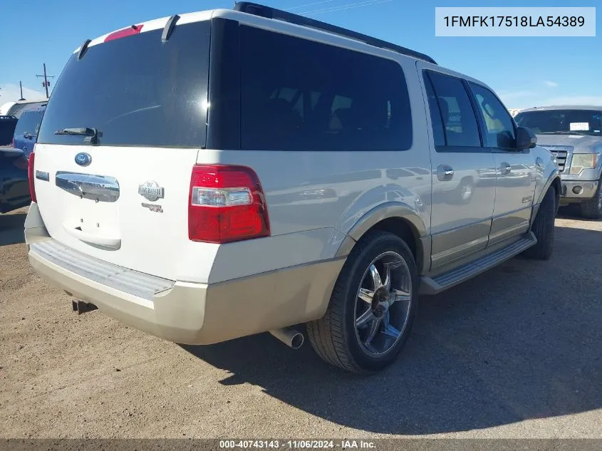 2008 Ford Expedition El Eddie Bauer/King Ranch VIN: 1FMFK17518LA54389 Lot: 40743143