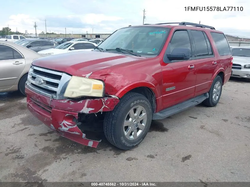 2008 Ford Expedition Xlt VIN: 1FMFU15578LA77110 Lot: 40745562