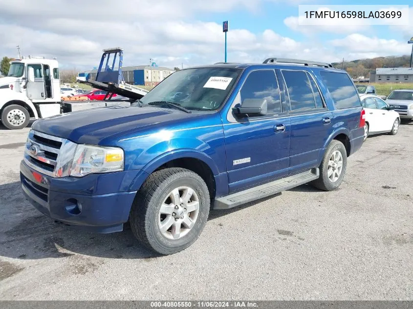 2008 Ford Expedition Xlt VIN: 1FMFU16598LA03699 Lot: 40805550