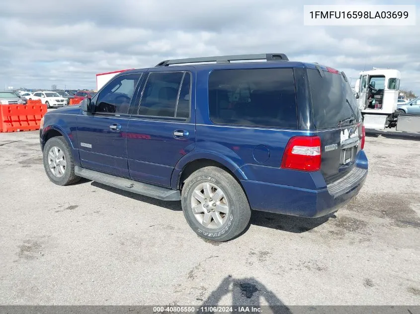 2008 Ford Expedition Xlt VIN: 1FMFU16598LA03699 Lot: 40805550