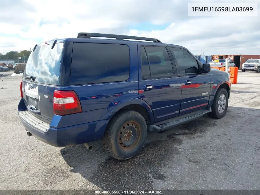 2008 Ford Expedition Xlt VIN: 1FMFU16598LA03699 Lot: 40805550