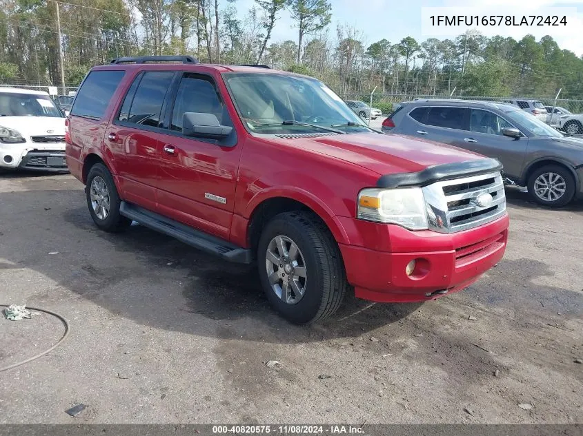 2008 Ford Expedition Xlt VIN: 1FMFU16578LA72424 Lot: 40820575