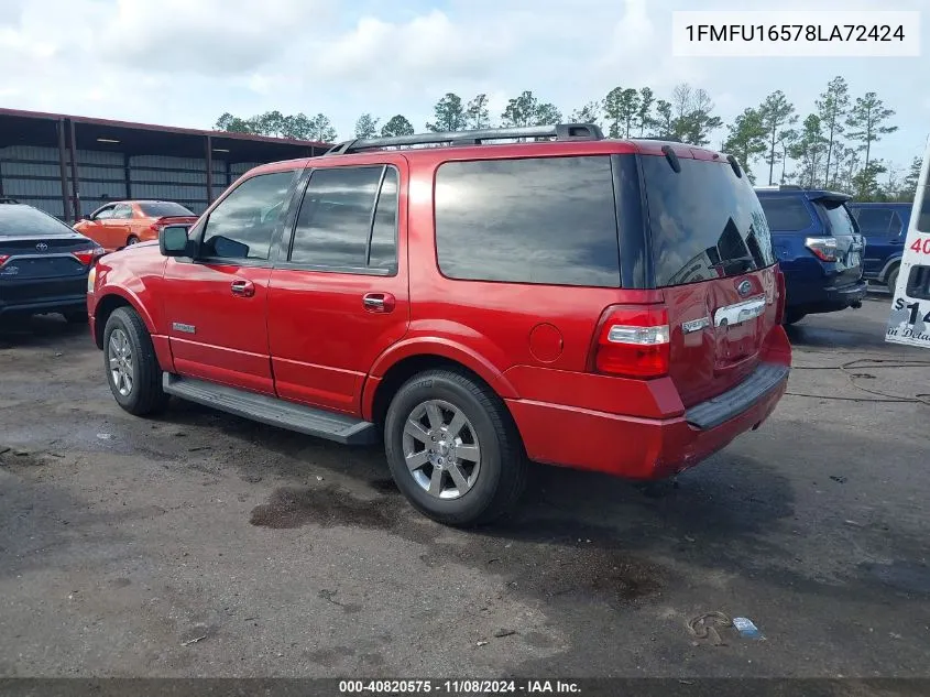 2008 Ford Expedition Xlt VIN: 1FMFU16578LA72424 Lot: 40820575