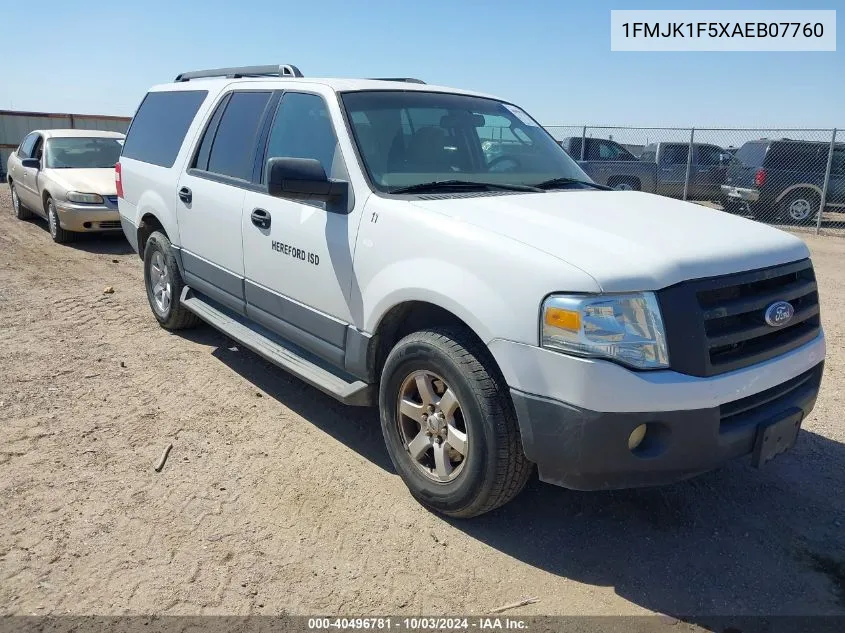 2010 Ford Expedition El Xlt VIN: 1FMJK1F5XAEB07760 Lot: 40496781