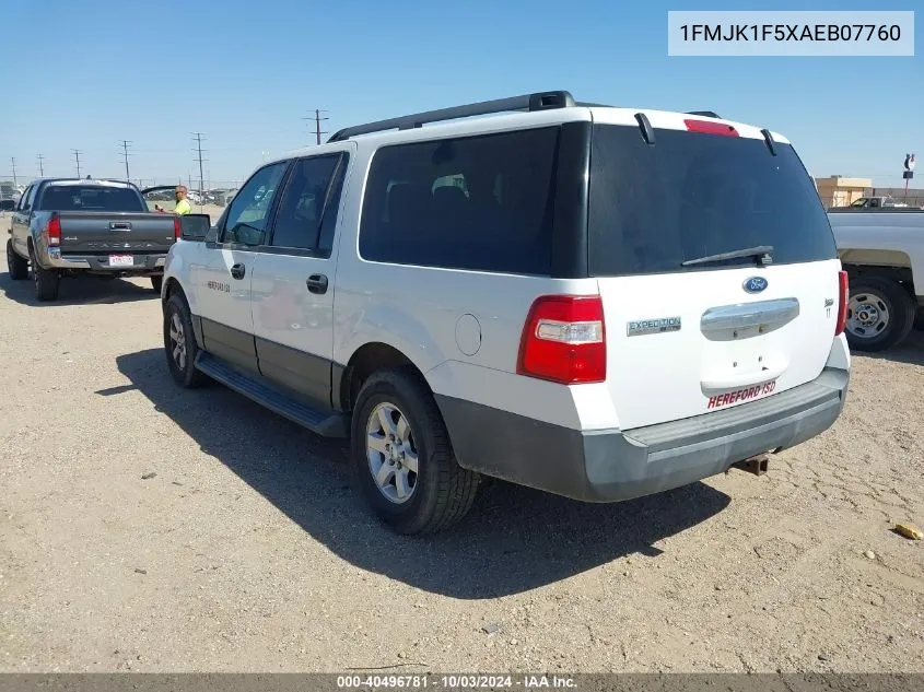 2010 Ford Expedition El Xlt VIN: 1FMJK1F5XAEB07760 Lot: 40496781