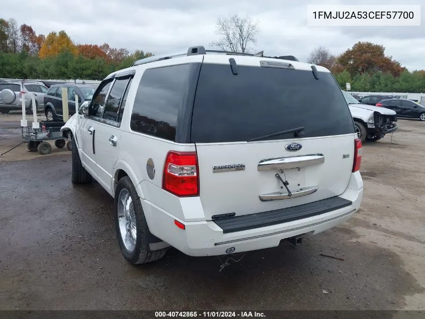 2012 Ford Expedition Limited VIN: 1FMJU2A53CEF57700 Lot: 40742865