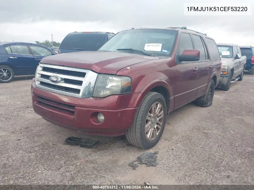 2012 Ford Expedition Limited VIN: 1FMJU1K51CEF53220 Lot: 40753312