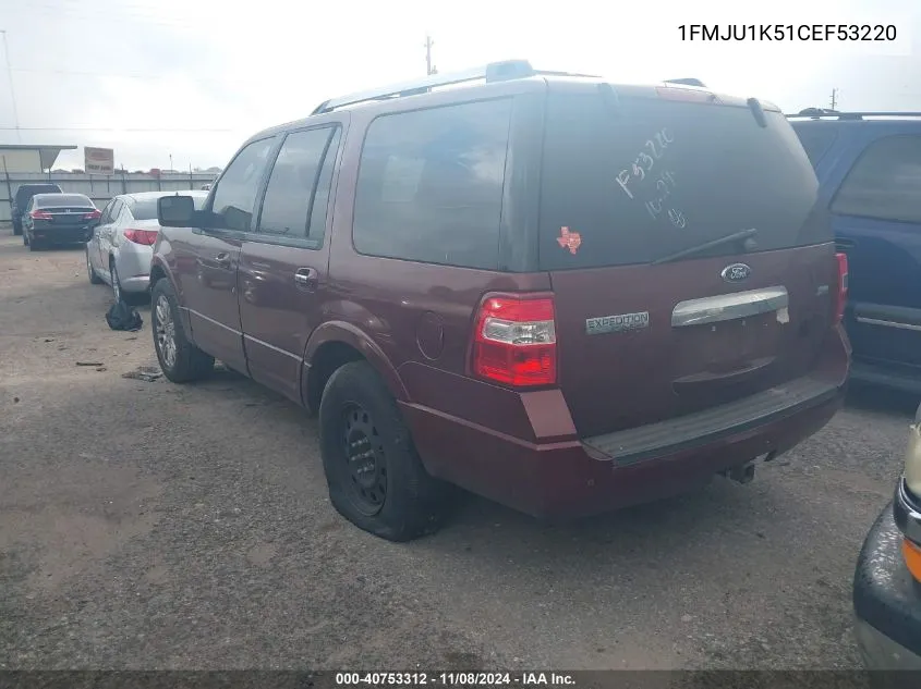 2012 Ford Expedition Limited VIN: 1FMJU1K51CEF53220 Lot: 40753312