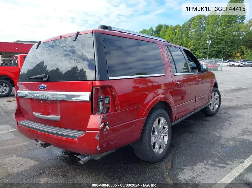 2016 Ford Expedition El Platinum VIN: 1FMJK1LT3GEF44415 Lot: 40046535