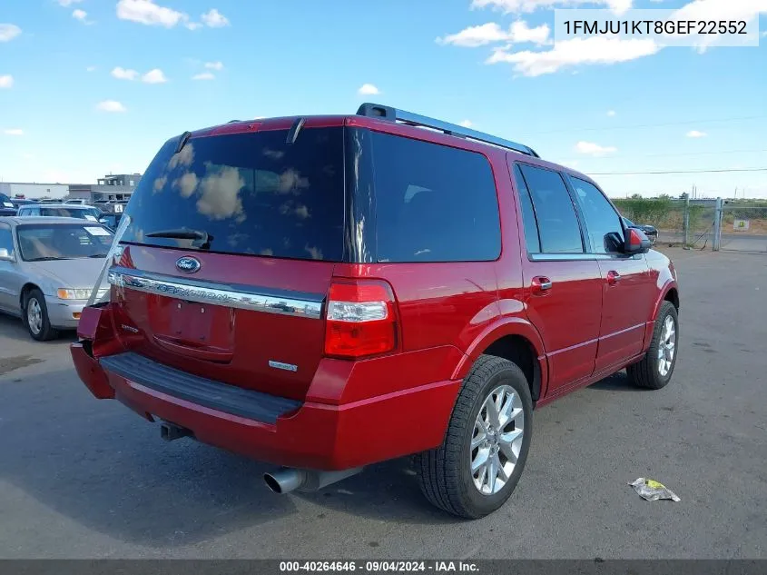 2016 Ford Expedition Limited VIN: 1FMJU1KT8GEF22552 Lot: 40264646