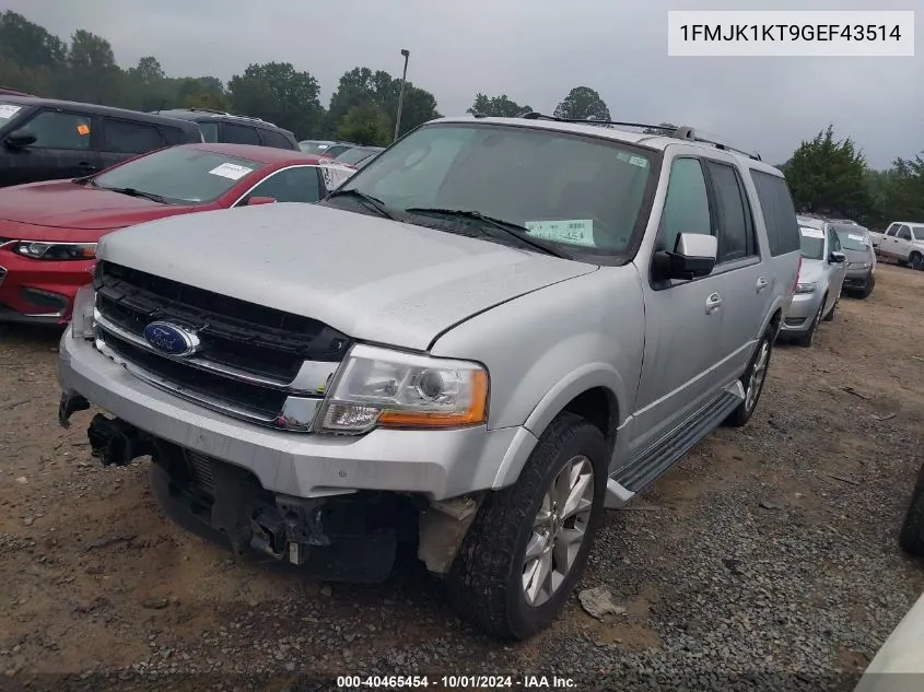 2016 Ford Expedition El El Limited VIN: 1FMJK1KT9GEF43514 Lot: 40465454