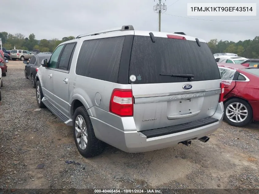 2016 Ford Expedition El El Limited VIN: 1FMJK1KT9GEF43514 Lot: 40465454