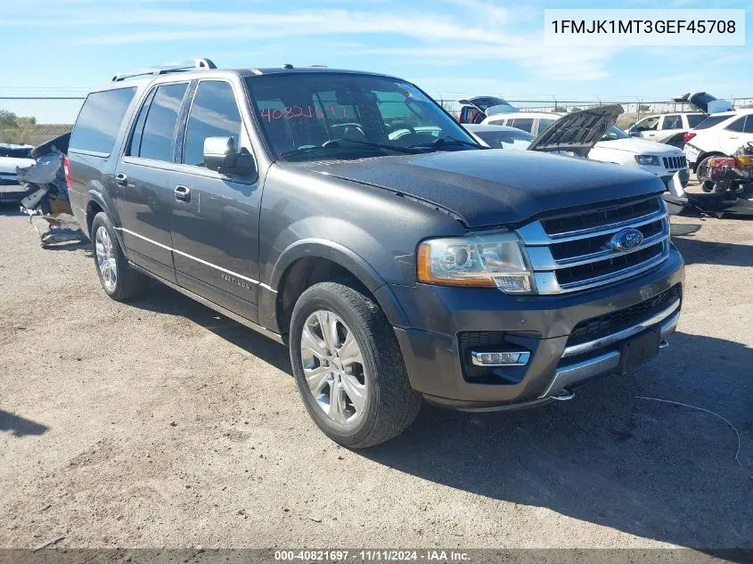 2016 Ford Expedition El Platinum VIN: 1FMJK1MT3GEF45708 Lot: 40821697