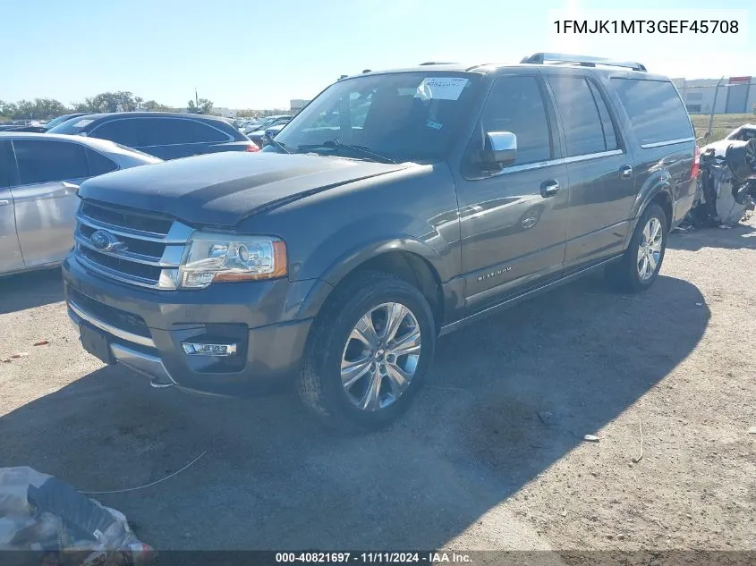 2016 Ford Expedition El Platinum VIN: 1FMJK1MT3GEF45708 Lot: 40821697