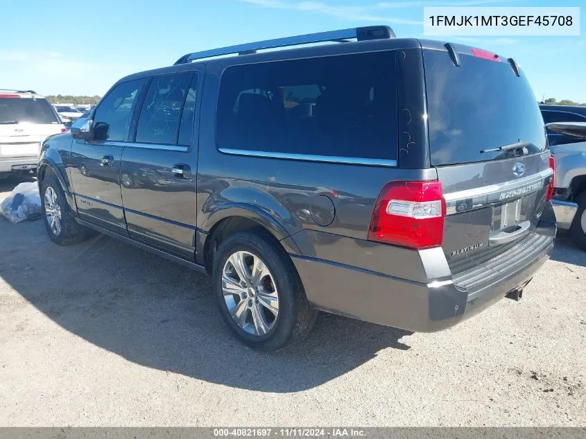 2016 Ford Expedition El Platinum VIN: 1FMJK1MT3GEF45708 Lot: 40821697