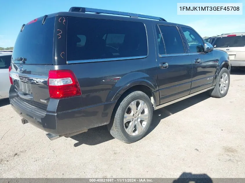 2016 Ford Expedition El Platinum VIN: 1FMJK1MT3GEF45708 Lot: 40821697