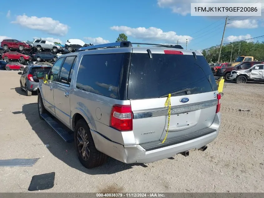 2016 Ford Expedition El Limited VIN: 1FMJK1KT9GEF20086 Lot: 40838379