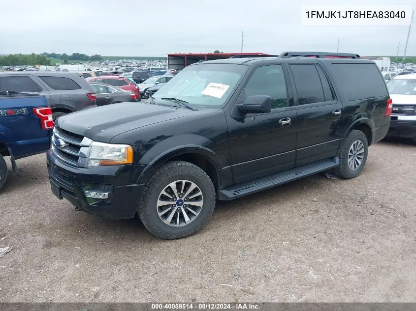 2017 Ford Expedition El Xlt VIN: 1FMJK1JT8HEA83040 Lot: 40059514