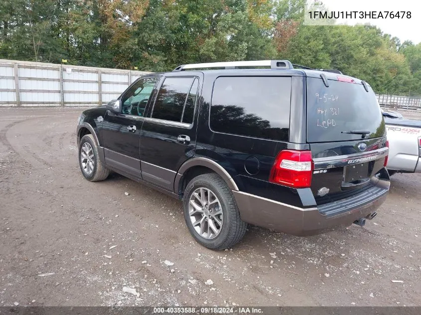 2017 Ford Expedition King Ranch VIN: 1FMJU1HT3HEA76478 Lot: 40353588