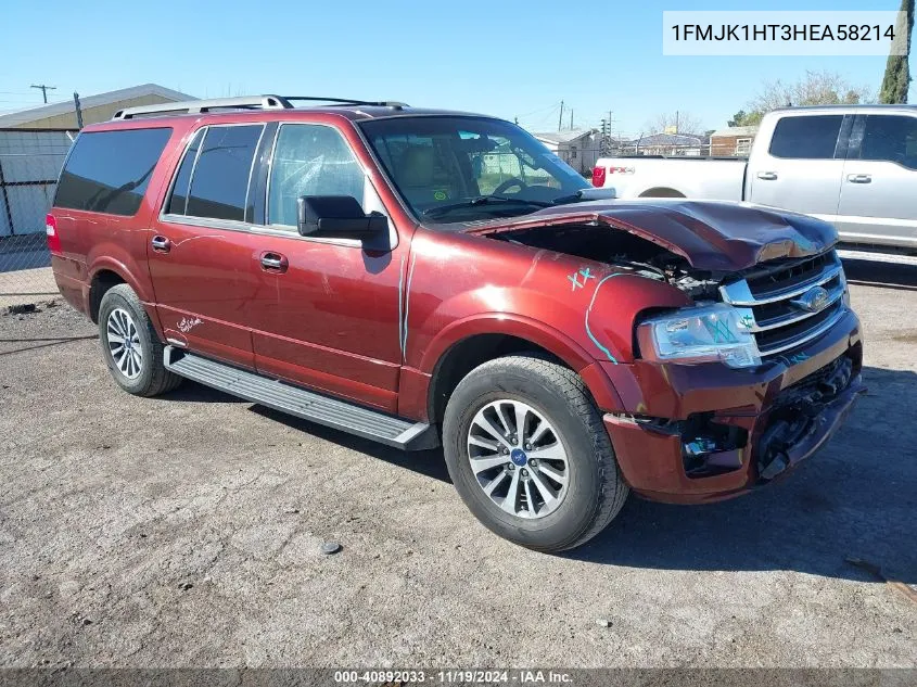 2017 Ford Expedition El Xlt VIN: 1FMJK1HT3HEA58214 Lot: 40892033