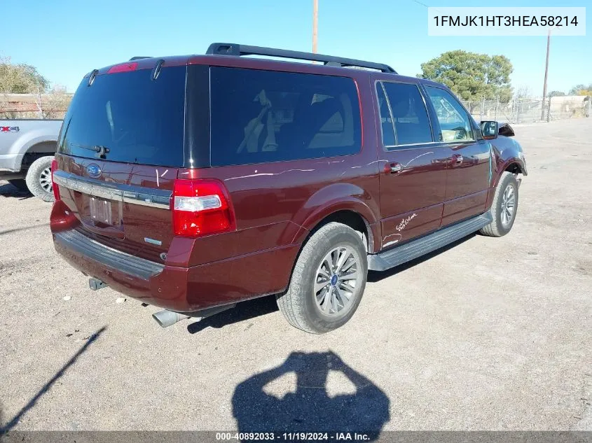 2017 Ford Expedition El Xlt VIN: 1FMJK1HT3HEA58214 Lot: 40892033