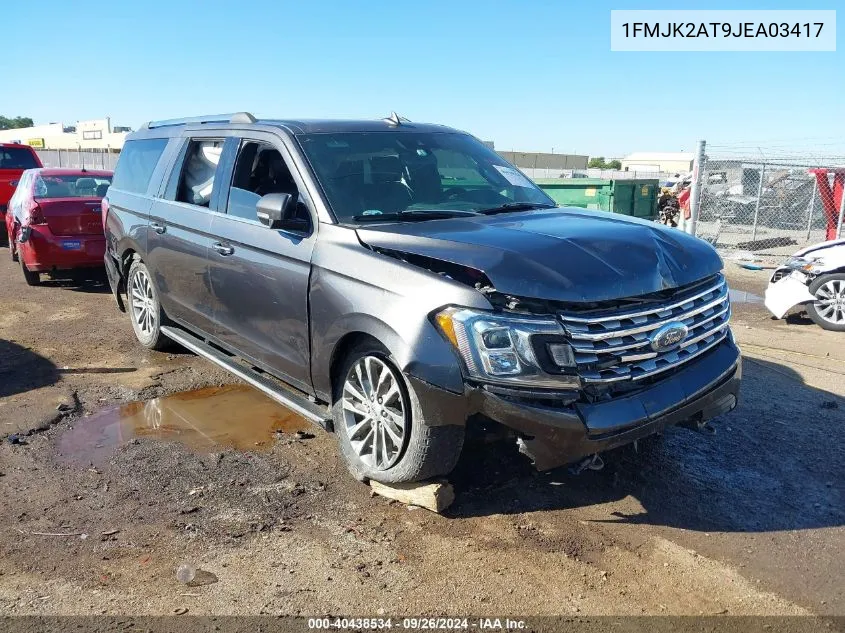 2018 Ford Expedition Max Limited VIN: 1FMJK2AT9JEA03417 Lot: 40438534