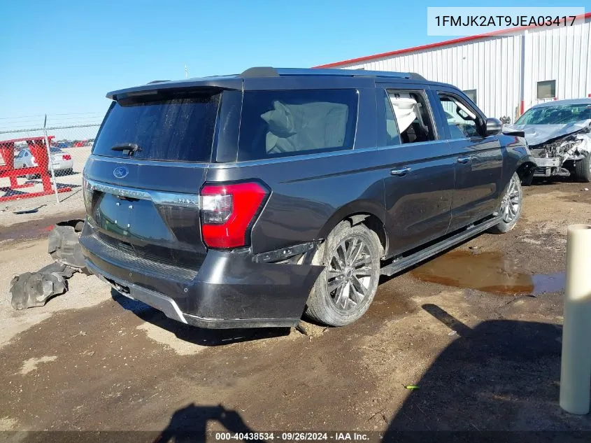 2018 Ford Expedition Max Limited VIN: 1FMJK2AT9JEA03417 Lot: 40438534