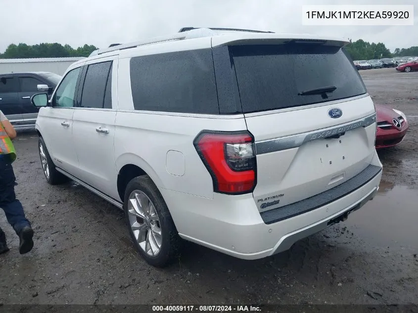 2019 Ford Expedition Max Platinum VIN: 1FMJK1MT2KEA59920 Lot: 40059117