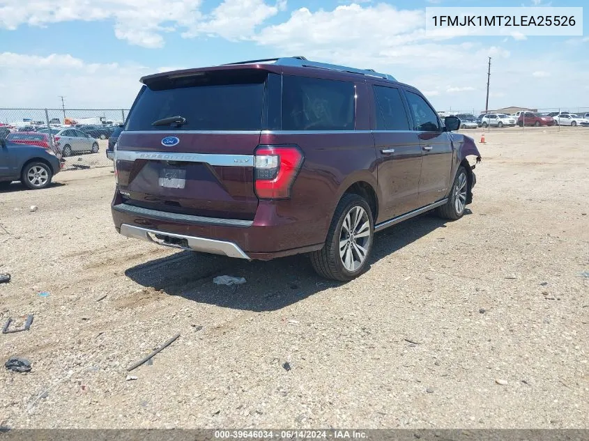 2020 Ford Expedition Platinum Max VIN: 1FMJK1MT2LEA25526 Lot: 39646034