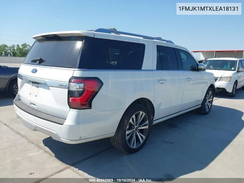 2020 Ford Expedition Platinum Max VIN: 1FMJK1MTXLEA18131 Lot: 40565969