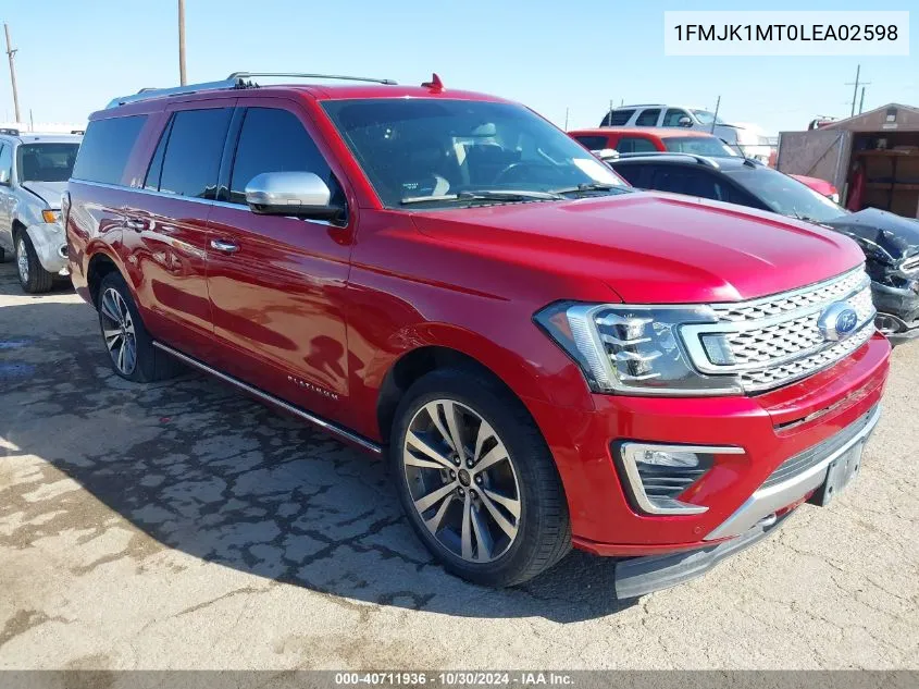 2020 Ford Expedition Platinum Max VIN: 1FMJK1MT0LEA02598 Lot: 40711936