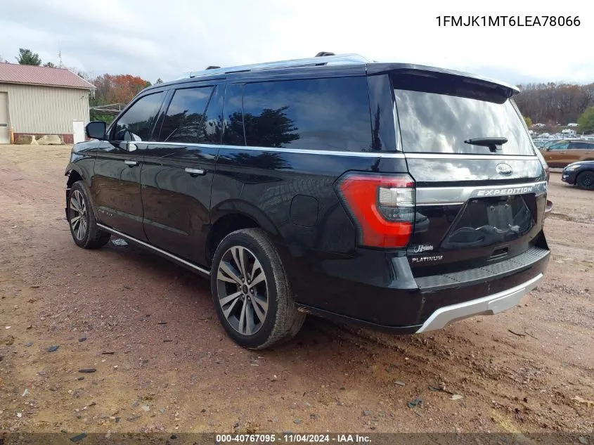 2020 Ford Expedition Platinum Max VIN: 1FMJK1MT6LEA78066 Lot: 40767095