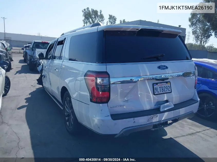 2021 Ford Expedition Limited Max VIN: 1FMJK1KT5MEA26190 Lot: 40430814