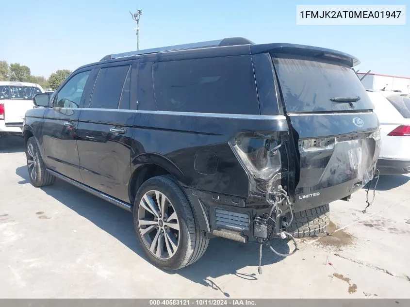 2021 Ford Expedition Max Limited VIN: 1FMJK2AT0MEA01947 Lot: 40583121