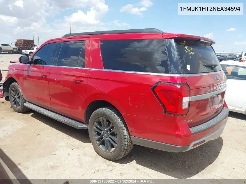 2022 Ford Expedition Xlt Max VIN: 1FMJK1HT2NEA34594 Lot: 39788922