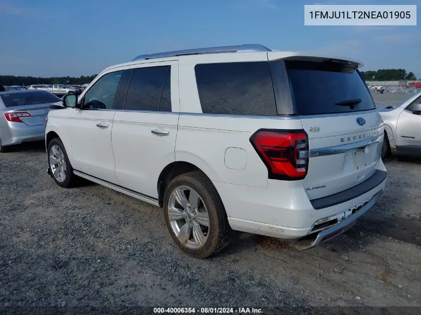 2022 Ford Expedition Platinum VIN: 1FMJU1LT2NEA01905 Lot: 40006354