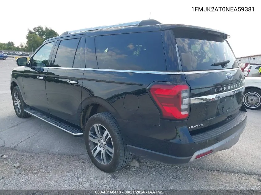 2022 Ford Expedition Limited Max VIN: 1FMJK2AT0NEA59381 Lot: 40168413