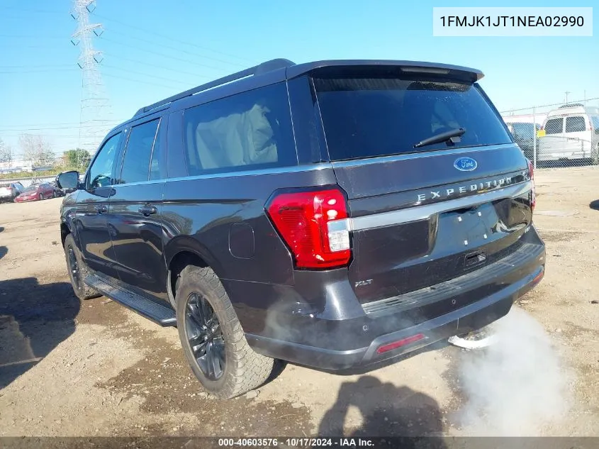 2022 Ford Expedition Xlt Max VIN: 1FMJK1JT1NEA02990 Lot: 40603576