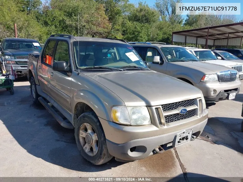 2001 Ford Explorer Sport Trac VIN: 1FMZU67E71UC91778 Lot: 40273521