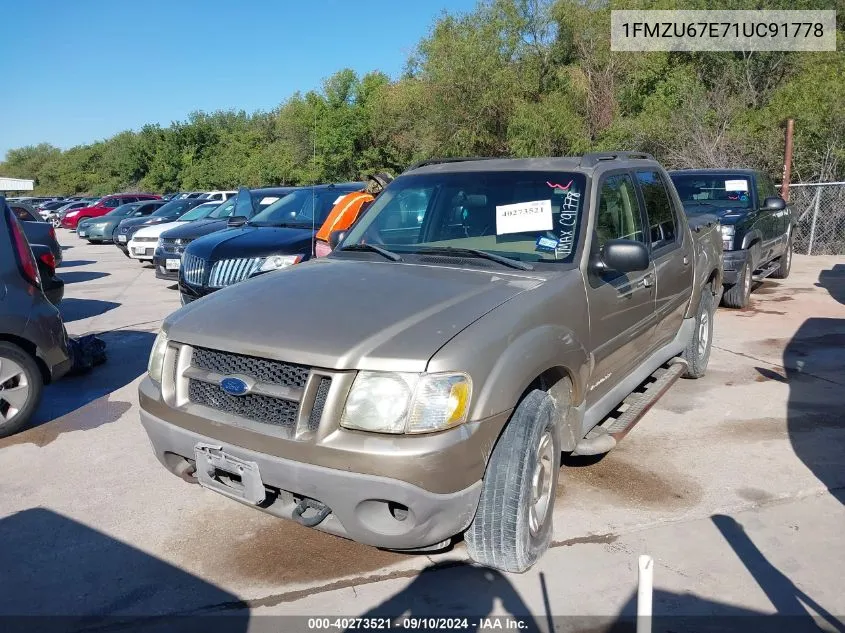 2001 Ford Explorer Sport Trac VIN: 1FMZU67E71UC91778 Lot: 40273521