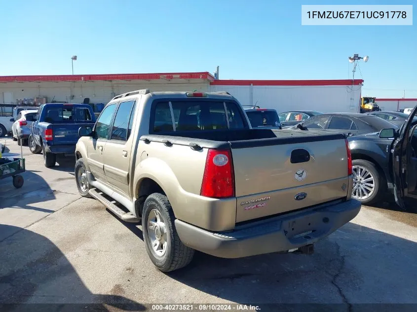 2001 Ford Explorer Sport Trac VIN: 1FMZU67E71UC91778 Lot: 40273521