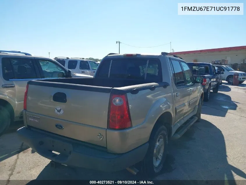 2001 Ford Explorer Sport Trac VIN: 1FMZU67E71UC91778 Lot: 40273521