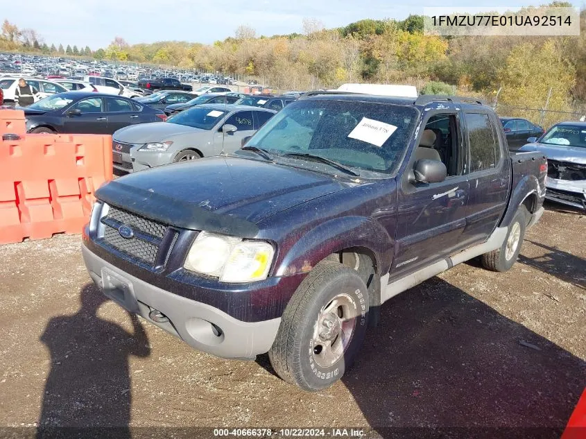 2001 Ford Explorer Sport Trac VIN: 1FMZU77E01UA92514 Lot: 40666378