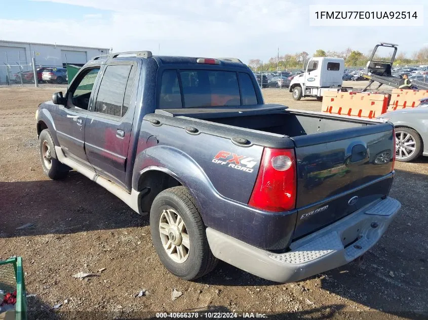 2001 Ford Explorer Sport Trac VIN: 1FMZU77E01UA92514 Lot: 40666378