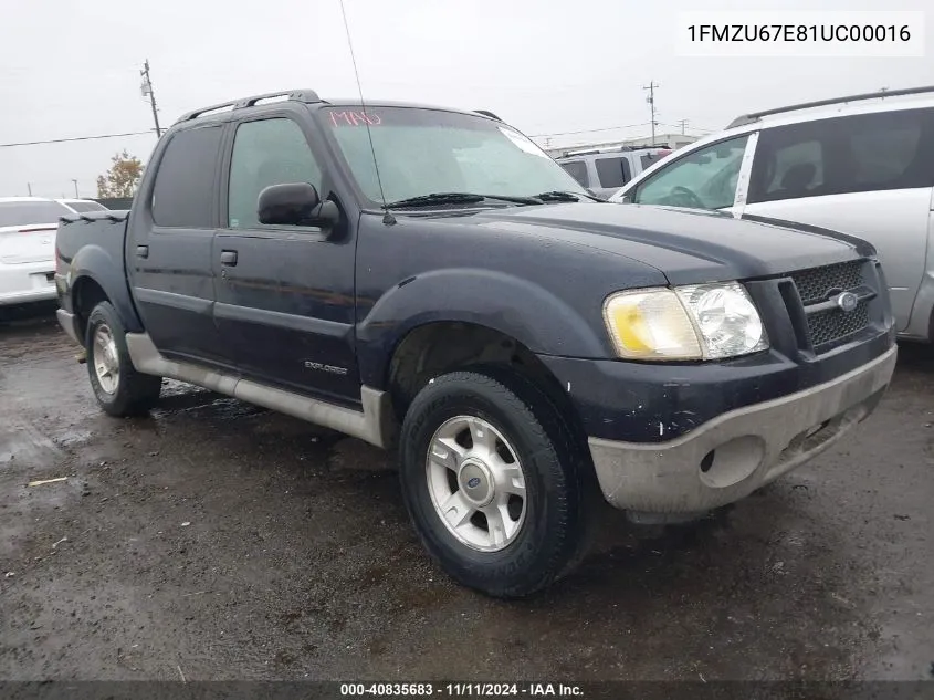 2001 Ford Explorer Sport Trac VIN: 1FMZU67E81UC00016 Lot: 40835683