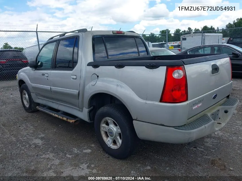 2002 Ford Explorer Sport Trac VIN: 1FMZU67E72UD54931 Lot: 39789820