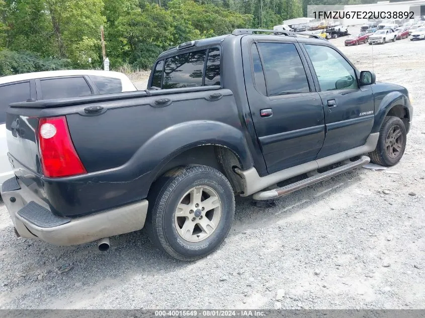 2002 Ford Explorer Sport Trac VIN: 1FMZU67E22UC38892 Lot: 40015649