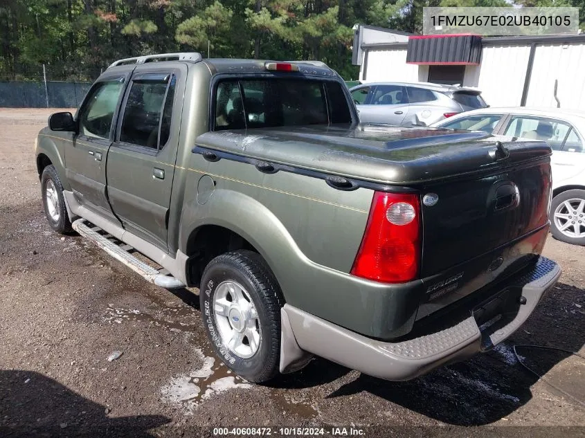 2002 Ford Explorer Sport Trac VIN: 1FMZU67E02UB40105 Lot: 40608472